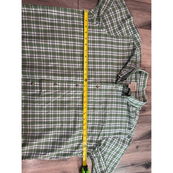 L.L.Bean Mens Traditional Fit Green Plaid Short Sleeve Shirt XL 100% Cotton - Picture 4 of 7